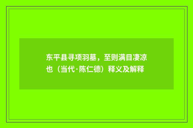 东平县寻项羽墓，至则满目凄凉也（当代·陈仁德）释义及解释
