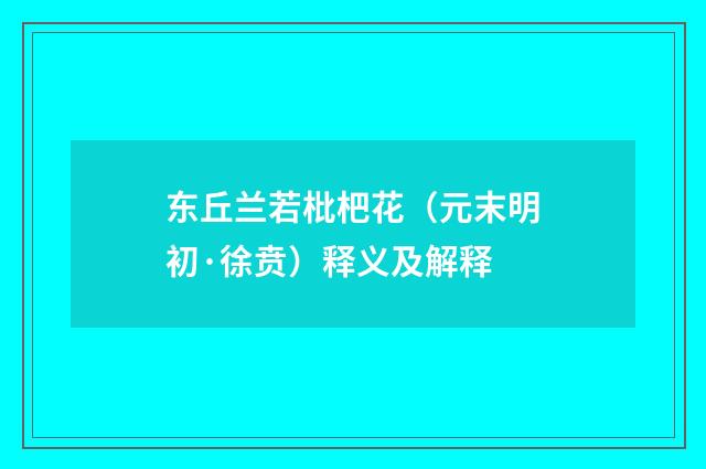 东丘兰若枇杷花（元末明初·徐贲）释义及解释