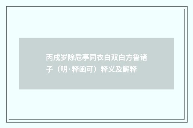 丙戌岁除卮亭同衣白双白方鲁诸子（明·释函可）释义及解释