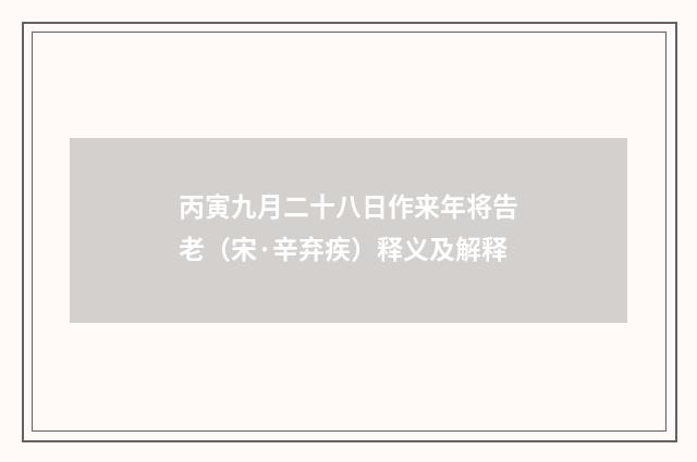 丙寅九月二十八日作来年将告老（宋·辛弃疾）释义及解释