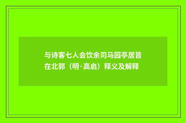 与诗客七人会饮余司马园亭居皆在北郭（明·高启）释义及解释