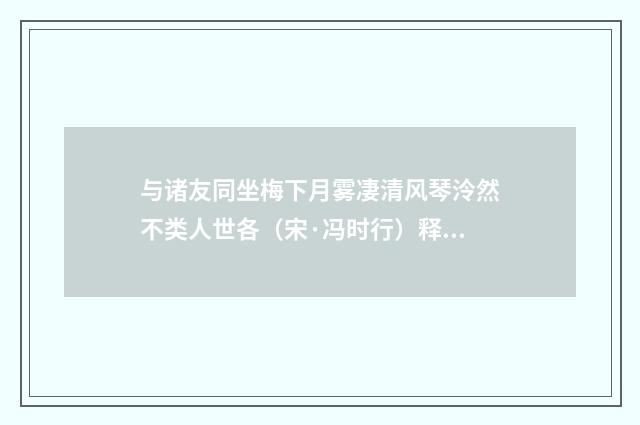 与诸友同坐梅下月雾凄清风琴泠然不类人世各（宋·冯时行）释义及解释