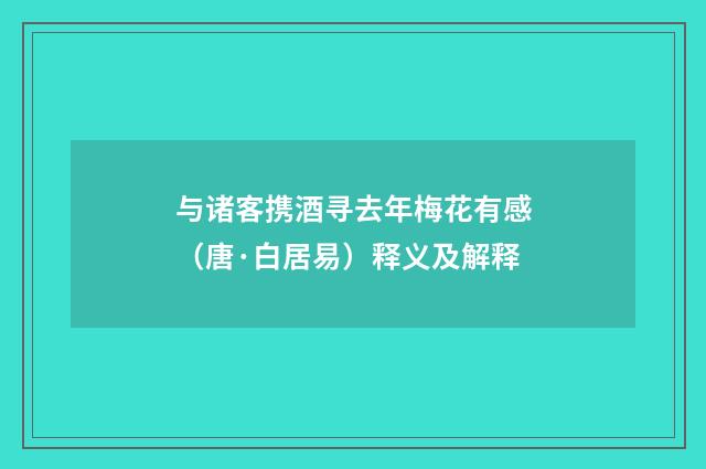 与诸客携酒寻去年梅花有感（唐·白居易）释义及解释