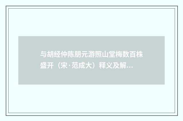 与胡经仲陈朋元游照山堂梅数百株盛开（宋·范成大）释义及解释