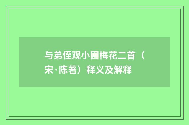 与弟侄观小圃梅花二首（宋·陈著）释义及解释