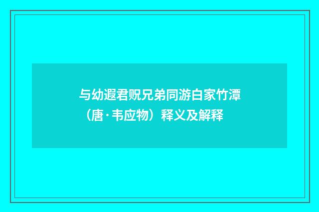 与幼遐君贶兄弟同游白家竹潭（唐·韦应物）释义及解释