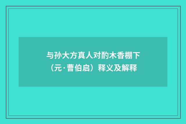 与孙大方真人对酌木香棚下（元·曹伯启）释义及解释