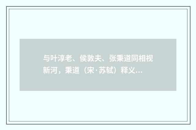 与叶淳老、侯敦夫、张秉道同相视新河，秉道（宋·苏轼）释义及解释