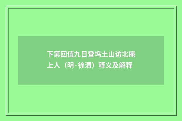 下第回值九日登坞土山访北庵上人（明·徐渭）释义及解释