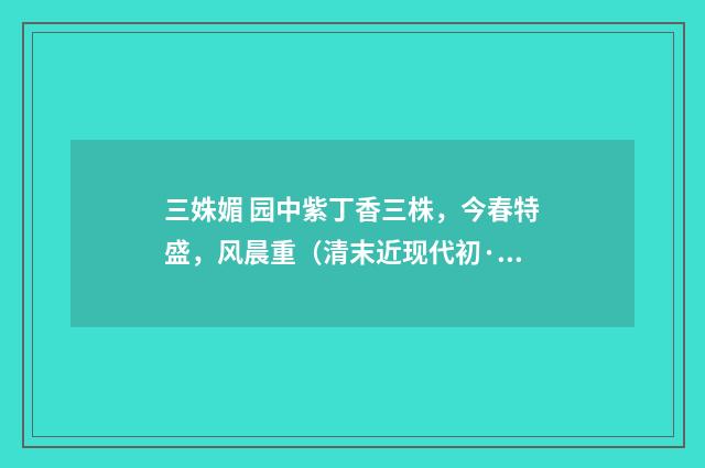 三姝媚 园中紫丁香三株，今春特盛，风晨重（清末近现代初·郭则沄）释义及解释