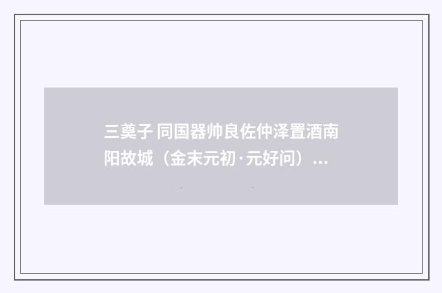 三奠子 同国器帅良佐仲泽置酒南阳故城（金末元初·元好问）释义及解释