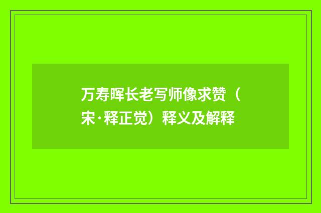 万寿晖长老写师像求赞（宋·释正觉）释义及解释