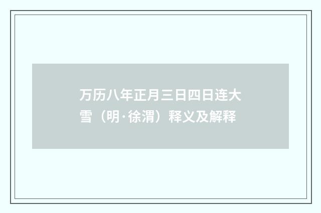 万历八年正月三日四日连大雪（明·徐渭）释义及解释