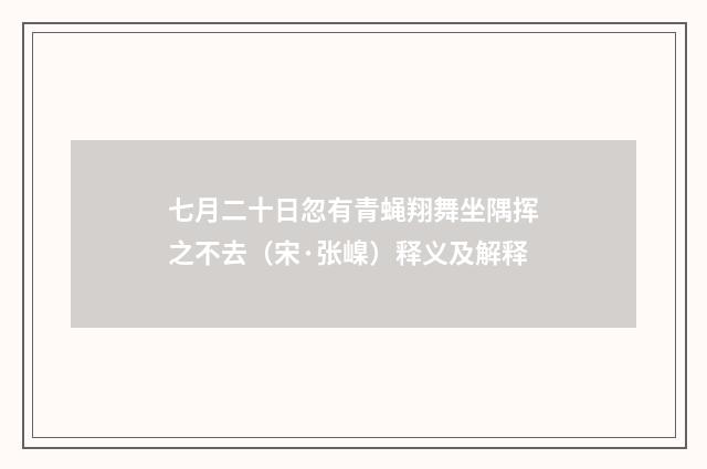 七月二十日忽有青蝇翔舞坐隅挥之不去（宋·张嵲）释义及解释