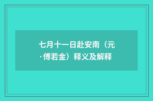 七月十一日赴安南（元·傅若金）释义及解释