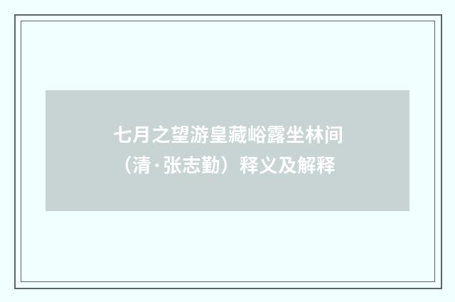 七月之望游皇藏峪露坐林间（清·张志勤）释义及解释