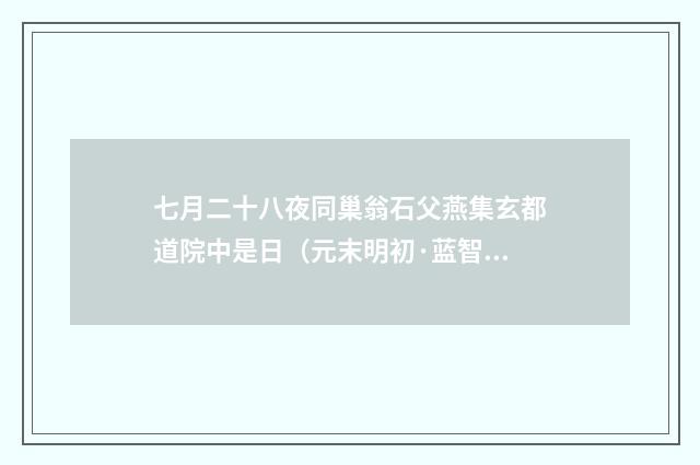 七月二十八夜同巢翁石父燕集玄都道院中是日（元末明初·蓝智）释义及解释