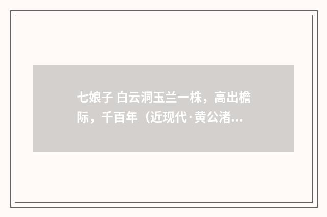 七娘子 白云洞玉兰一株，高出檐际，千百年（近现代·黄公渚）释义及解释