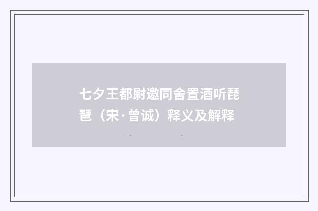 七夕王都尉邀同舍置酒听琵琶（宋·曾诚）释义及解释