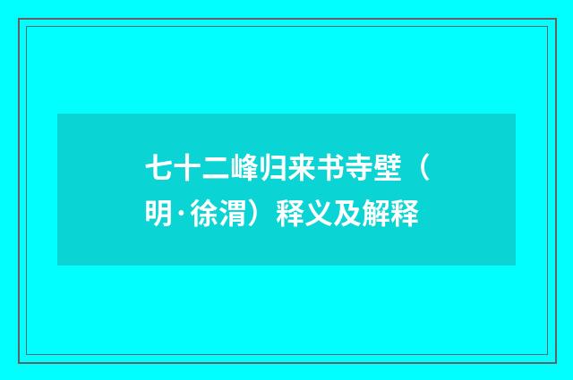 七十二峰归来书寺壁（明·徐渭）释义及解释
