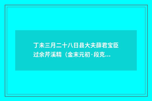 丁未三月二十八日县大夫薛君宝臣过余芹溪精（金末元初·段克己）释义及解释
