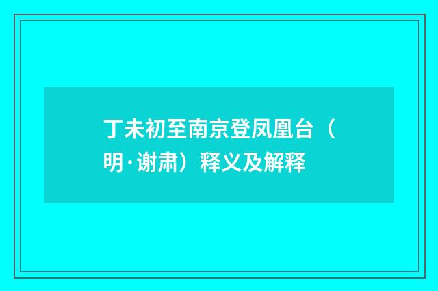 丁未初至南京登凤凰台（明·谢肃）释义及解释