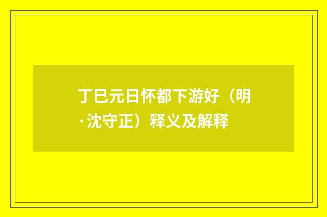 丁巳元日怀都下游好（明·沈守正）释义及解释