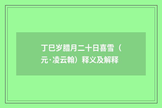 丁巳岁腊月二十日喜雪（元·凌云翰）释义及解释