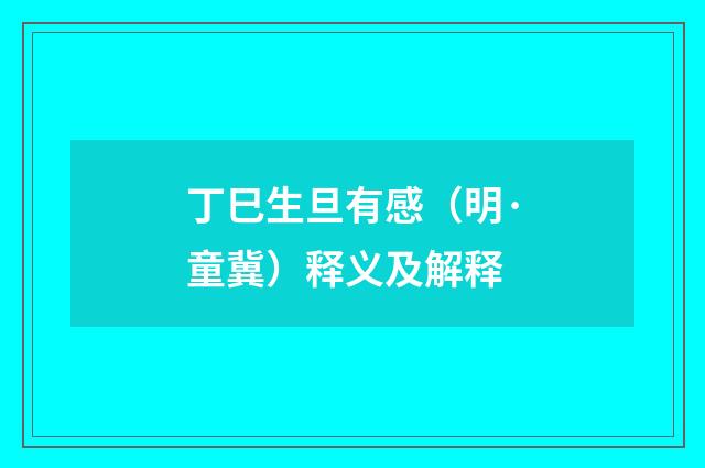 丁巳生旦有感（明·童冀）释义及解释