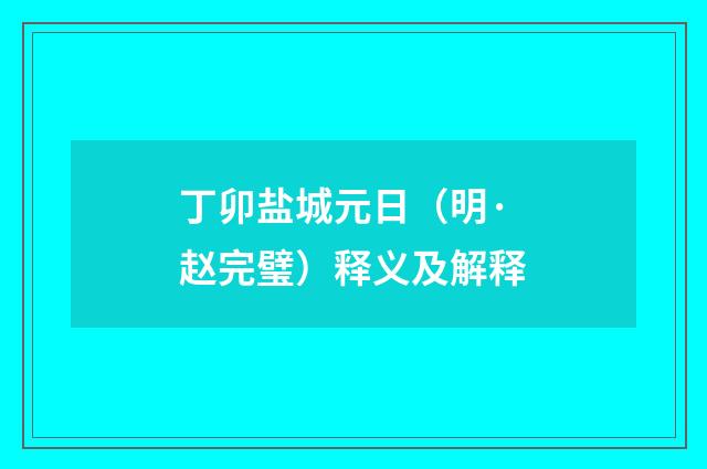 丁卯盐城元日（明·赵完璧）释义及解释