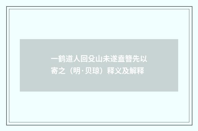 一鹤道人回殳山未遂盍簪先以寄之（明·贝琼）释义及解释