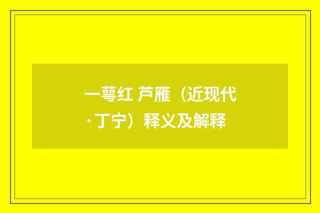 一萼红 芦雁（近现代·丁宁）释义及解释