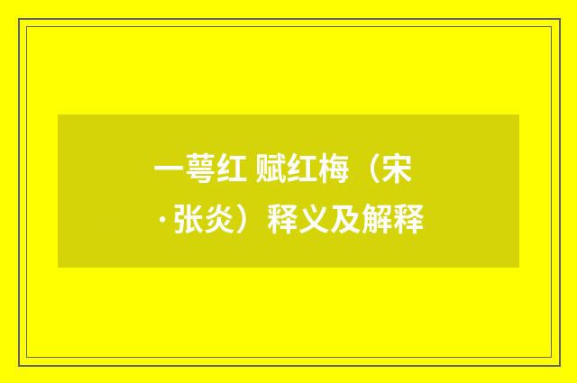 一萼红 赋红梅（宋·张炎）释义及解释
