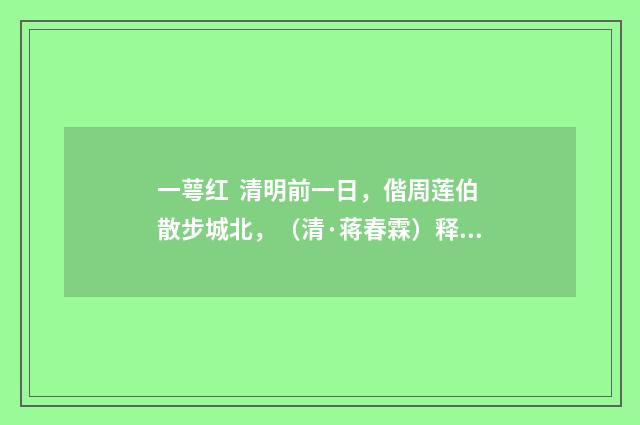 一萼红 清明前一日，偕周莲伯散步城北，（清·蒋春霖）释义及解释