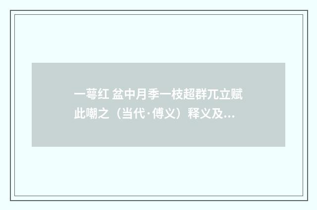 一萼红 盆中月季一枝超群兀立赋此嘲之（当代·傅义）释义及解释