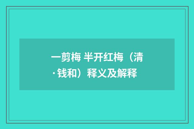 一剪梅 半开红梅（清·钱和）释义及解释