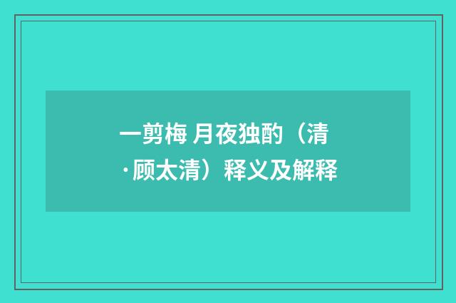 一剪梅 月夜独酌（清·顾太清）释义及解释