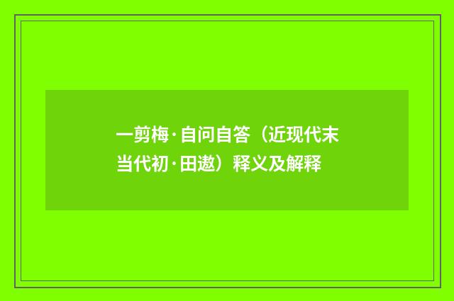 一剪梅·自问自答（近现代末当代初·田遨）释义及解释