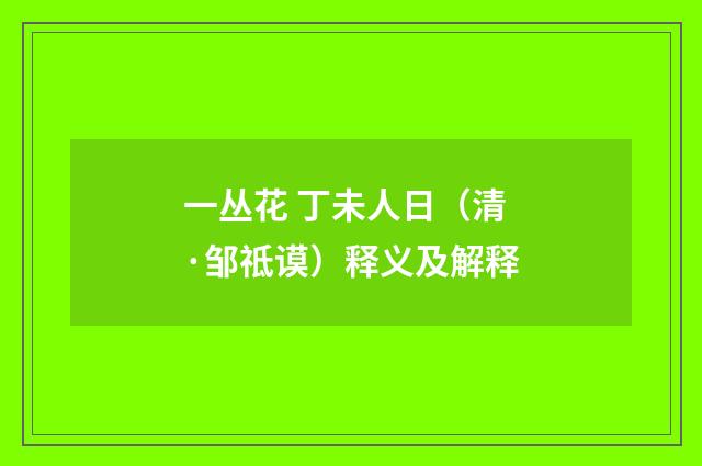 一丛花 丁未人日（清·邹祗谟）释义及解释