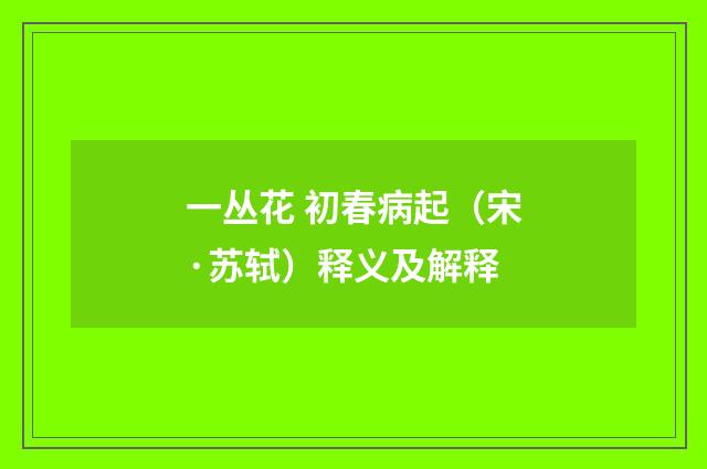 一丛花 初春病起（宋·苏轼）释义及解释