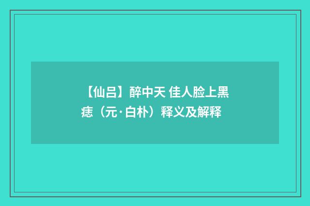 【仙吕】醉中天 佳人脸上黑痣（元·白朴）释义及解释