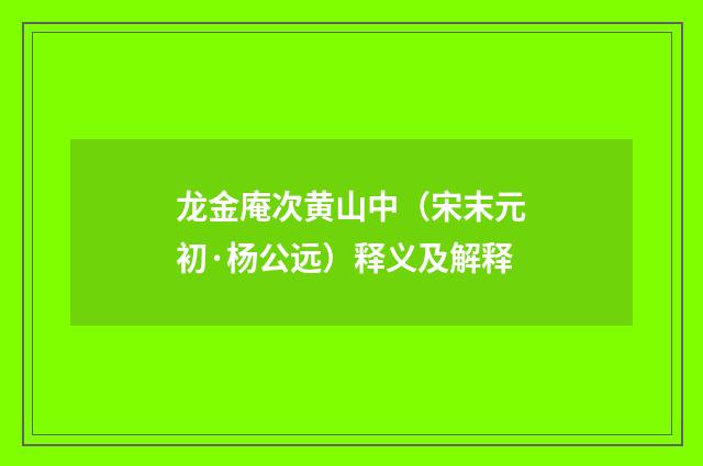 龙金庵次黄山中（宋末元初·杨公远）释义及解释