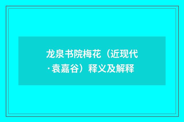龙泉书院梅花（近现代·袁嘉谷）释义及解释