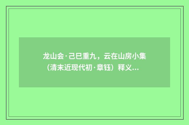 龙山会·己巳重九，云在山房小集（清末近现代初·章钰）释义及解释