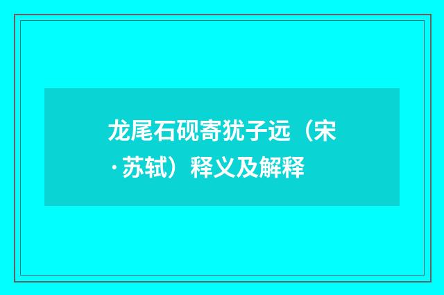 龙尾石砚寄犹子远（宋·苏轼）释义及解释