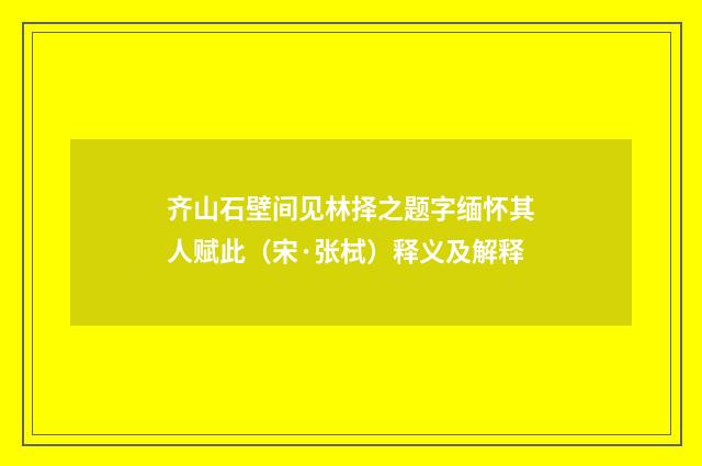 齐山石壁间见林择之题字缅怀其人赋此（宋·张栻）释义及解释