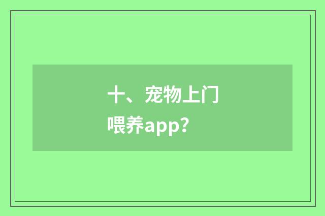 十、宠物上门喂养app？
