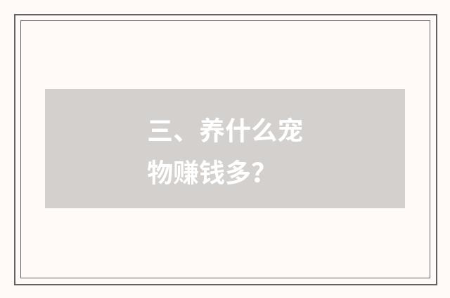 三、养什么宠物赚钱多？