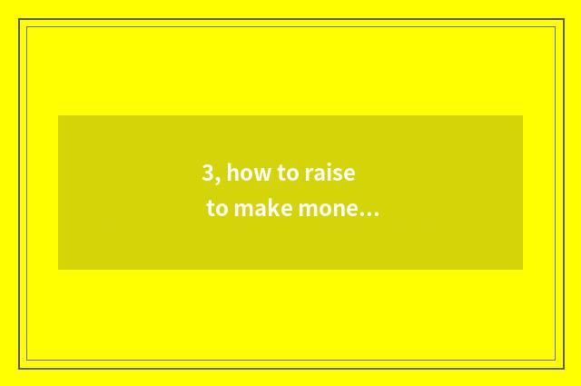 3, how to raise to make money?
