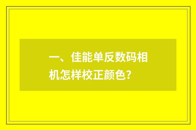 一、佳能单反数码相机怎样校正颜色？